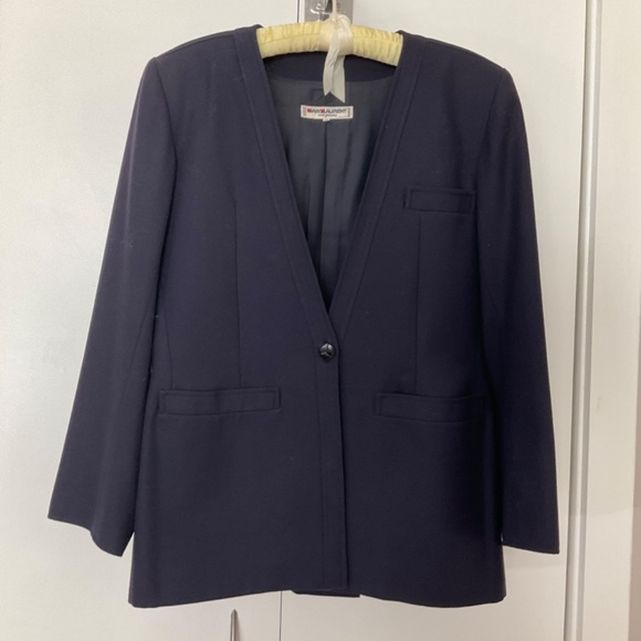 Yves Saint Laurent Rive Gauche Navy Blue Blazer - Picture 2 of 2